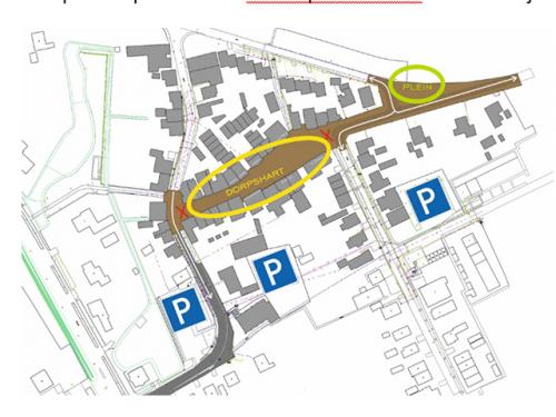 kaart Dorpsstraat met parkeeropties